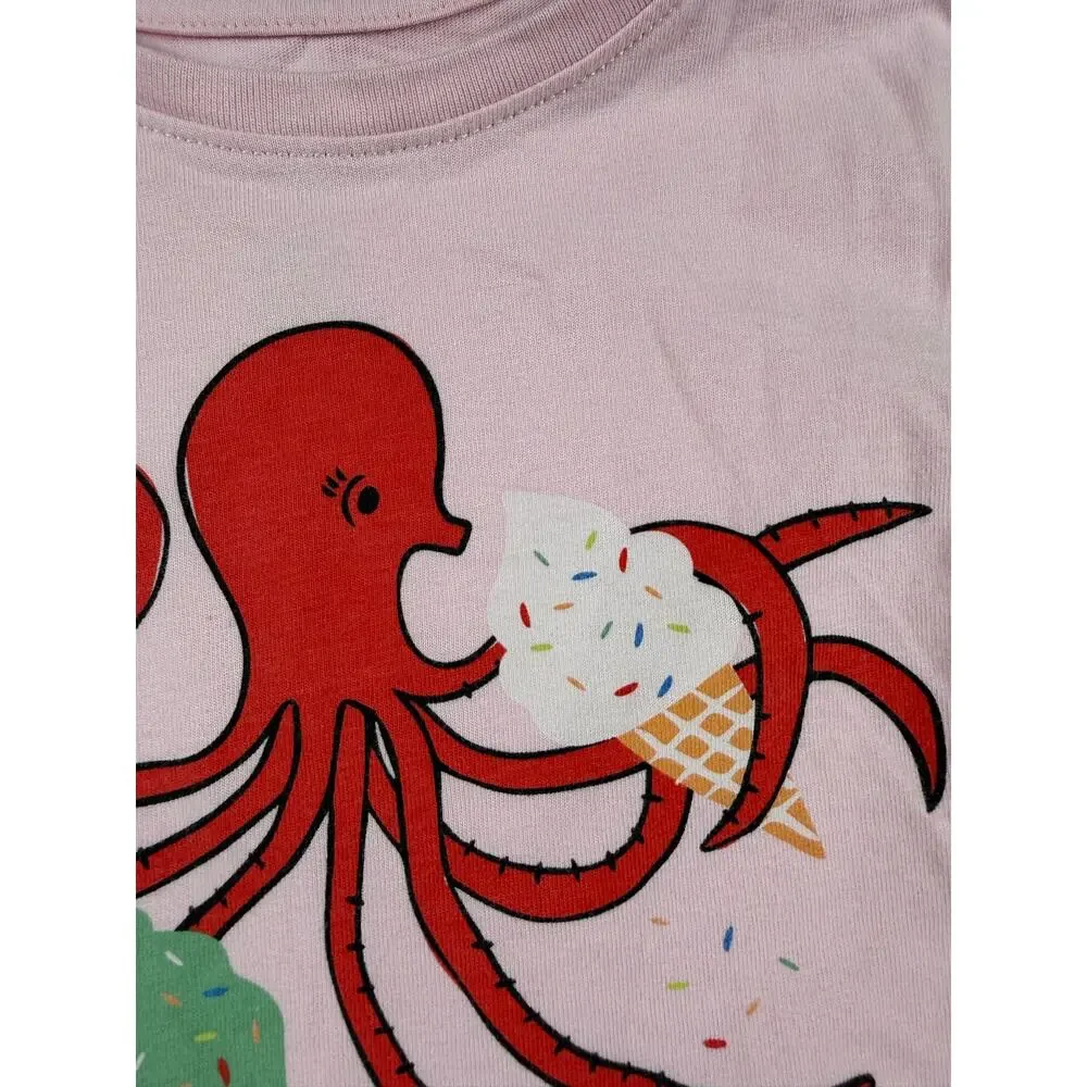 Tea Collection Octopus Ice Cream Graphic Long Sleeve Shirt Pink Size 5
